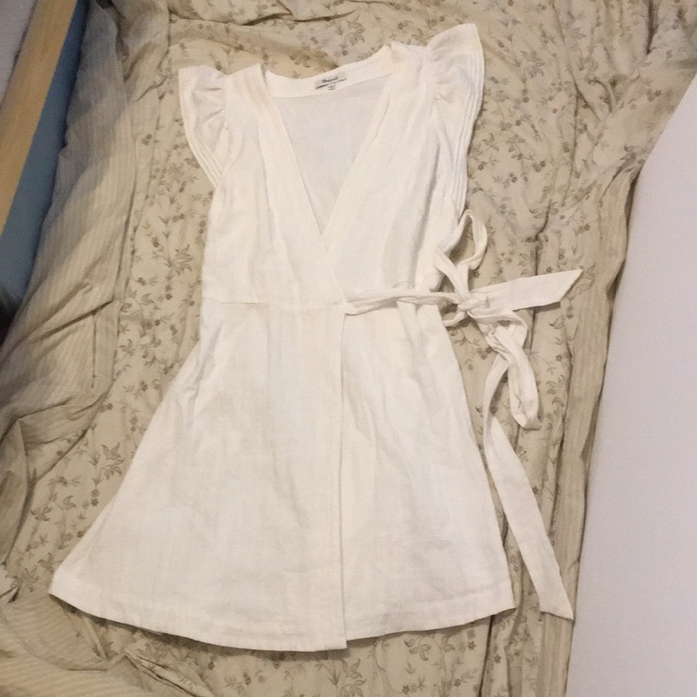 Madewell Ruffle Sleeve Wrap Mini Dress